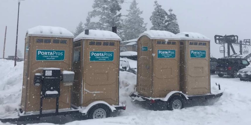 Porta Potties on a trailer at Bogus Basin
